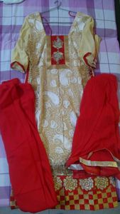 Price drop Red and cream party wear suit