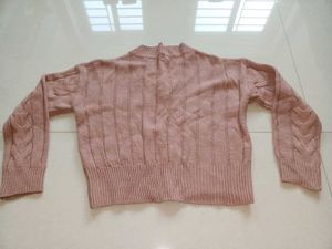 Pink Knit V-Neck Sweater