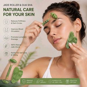 Natural Jade Roller &amp; Gua Sha Set