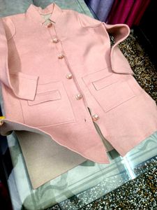 Elegant Pink Button-Down Coat