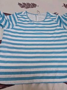Blue and White Striped Top