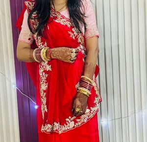 Red pure zardosi work saree