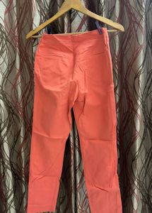Coral  Pants with Button Detail