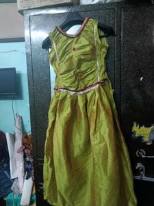 Green Ruched Gown dress with Embellished Neckline