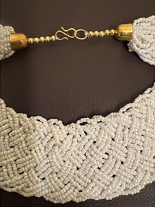 Elegant White Beaded Choker Necklace