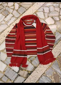 Striped Sweater with Matching Scarf