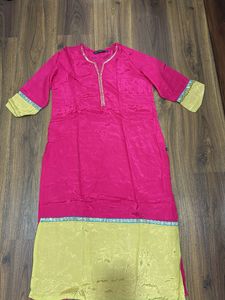 Vibrant Pink & Yellow Kurta