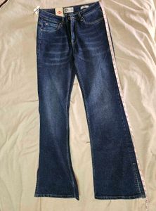 Y2K Blue Flared Slit Jeans | Size- 28