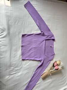 Lavender Ribbed Square Neck Top