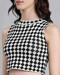 Chic Black & White Patterned Top