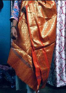 Elegant Orange &amp; Gold Saree