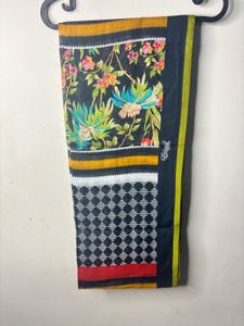Dark Blue Floral Embroidered Kurta with dupatta