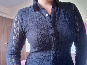 Black Lace Button-Up Top😻🎀💗🖤