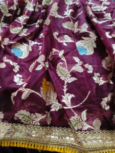 Designer Brocade Blouse with Pleated lehenga