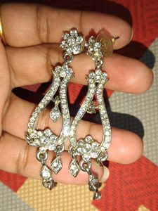 Silver Jarkan Party Wear Earrings