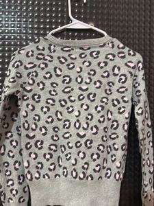 Girls Grey Leopard Print Cardigan