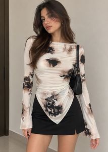 Sheer Floral Long Sleeve Top