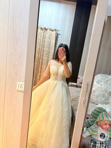 Elegant cream golden handwork gown🎀❤️🦋