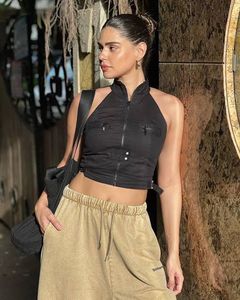 Black Halter Neck Crop Top