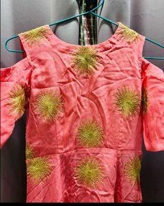 Embroidered Cold Shoulder Kurta