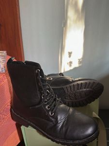 Black Lace-Up Ankle Boots
