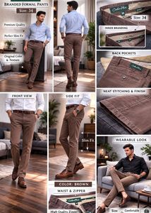Color Plus Brown Slim Fit Formal Pants