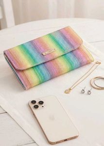 Vibrant Rainbow Shimmer Clutch