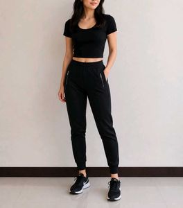 Black Joggers with Zipper Pockets