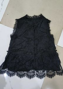Elegant Black Lace Sleeveless Blouse