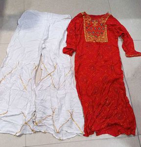 Vibrant Red Bandhani Kurti