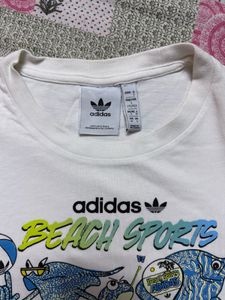 Adidas White Beach Sports Graphic Tee