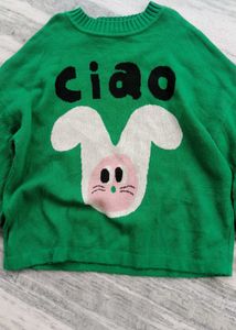 Green Bunny "Ciao" Sweater for boys and girl