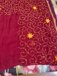 Maroon Embroidered Saree