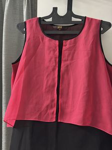 Chic Pink &amp; Black Layered Blouse