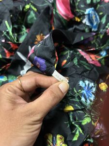 Black Floral Tiered Mini Dress