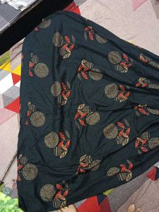Elegant Black Printed Ethnic Gown