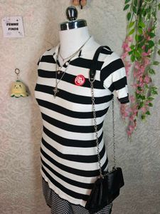 Y2K Striped Polo Dress
