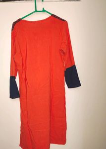 Brick Colour Straight Kurta S Size