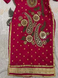 Rani Pink Suit With Dupatta And Legging