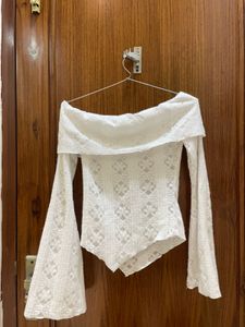 White Off-Shoulder Lace Top