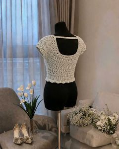 Olive Crochet Knit Backless Top 🧵