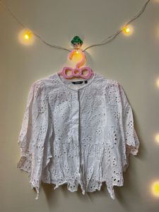 Chic White Broderie Anglaise Blouse