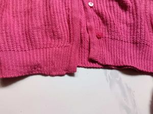 Cropped Pink Knit Cardigan