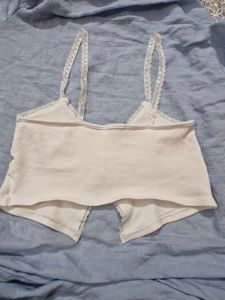 Chic White Lace Tie Front Cami Top