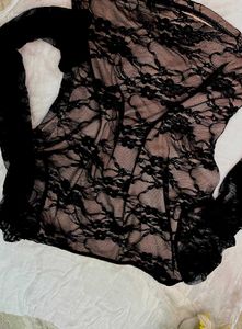 black lace top with skin shirt underneath