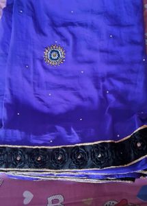 Royal Blue Embellished Saree.