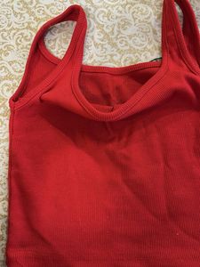 Red Ribbed Tank Top