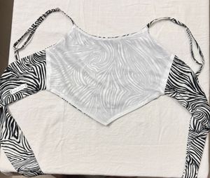 Stylish Zebra Print Abtract Geometry Crop Top