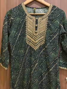 Green Bandhani Kurta