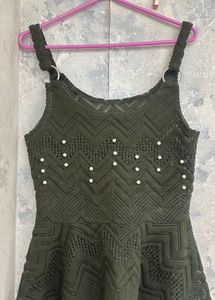 Chic Chevron Knit Top with Pearls